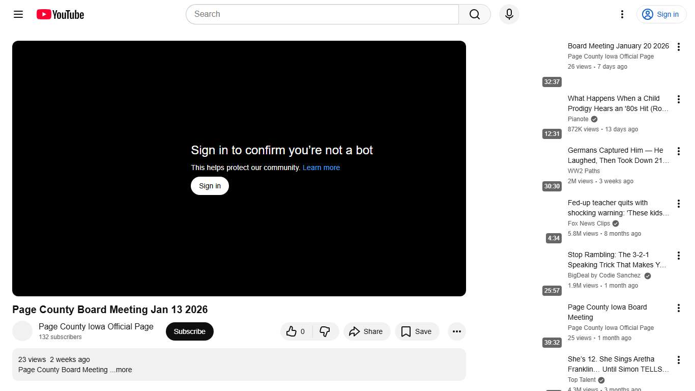 Page County Board Meeting Jan 13 2026 - YouTube