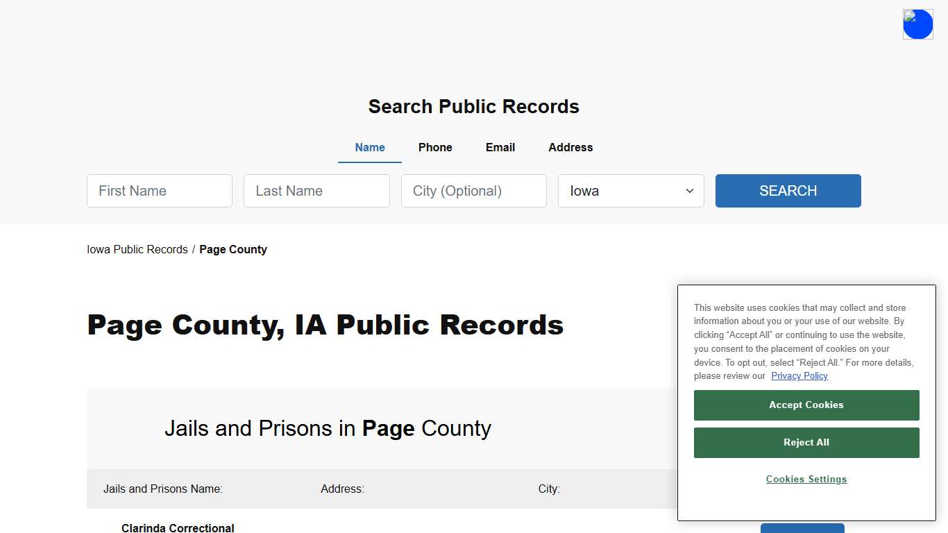 Page County, IA Public Court, Arrest and Inmate Records - ThePublicIndex